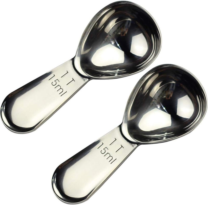 CoaGu 2-Pack Mini Coffee Scoops 15ml - Short Handle Stainless Steel Spoons for Coffee, Baking & Supplements, Non-Slip Grip | Fits Espresso Bags & Spice Containers - Image 1